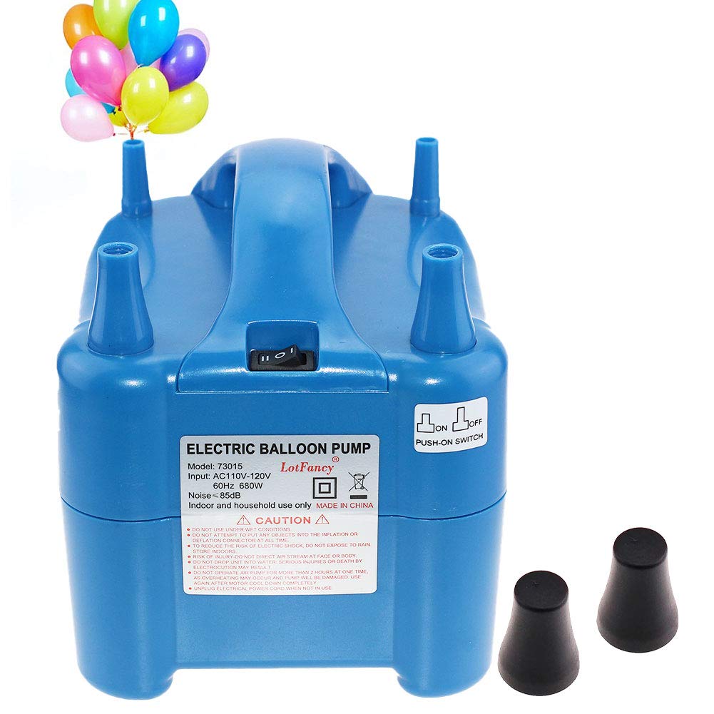 LotFancy 680W High Power Electric Balloon Pump, 110V-120V Balloon Inflator Pump for Party Decoration, Portable, Dual Nozzle Air Balloon Filler Machine, Fast & Efficient