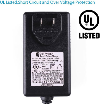 LotFancy 24V 1.5A Electric Scooter Battery Charger for Bladez Ion 150, 350, 450, Elite 250, 350S, EX350, XTR Lite 250, UL Listed, 5.5x2.5 Connector