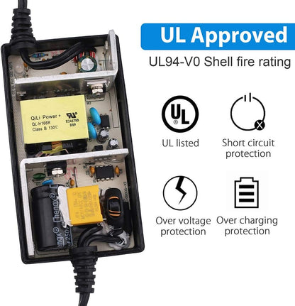 LotFancy 24V 2A Scooter Battery Charger, for Razor E300, E200, E100, E125, E150, PR200, E225S, E325S, E175, E500, CC2420 Electric Scooter, MX350 Dirt Bike, Pocket Mod, UL Listed, Fast Charge