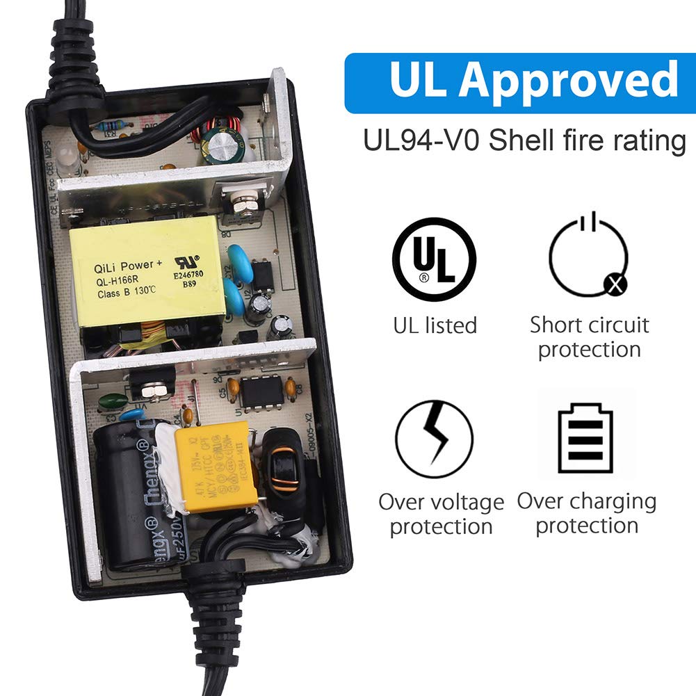 LotFancy 24V 2A Scooter Battery Charger, for Razor E300, E200, E100, E125, E150, PR200, E225S, E325S, E175, E500, CC2420 Electric Scooter, MX350 Dirt Bike, Pocket Mod, UL Listed, Fast Charge