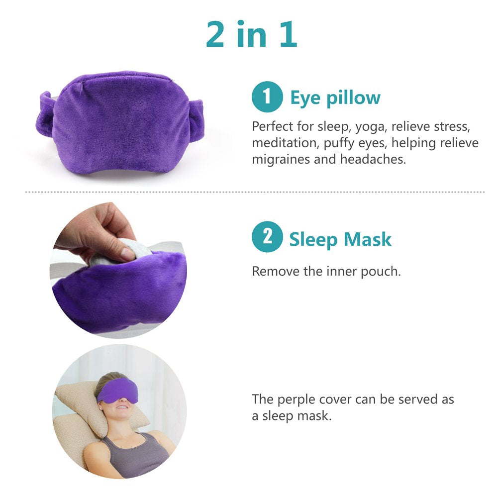 Lavender Eye Pillow by LotFancy - Sleep Mask Filled with Lavender Flowers and Flax Seed-Hot or Cold Use for Yoga, Relaxation, Meditation