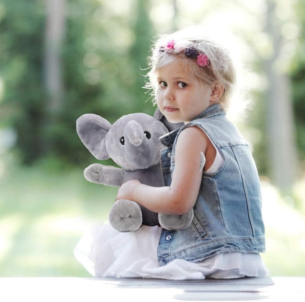 LotFancy Elephant Stuffed Animal, Elephant Plush Toys, Soft Plushies Gifts for Kids, Grey Sitting Elephant for Baby