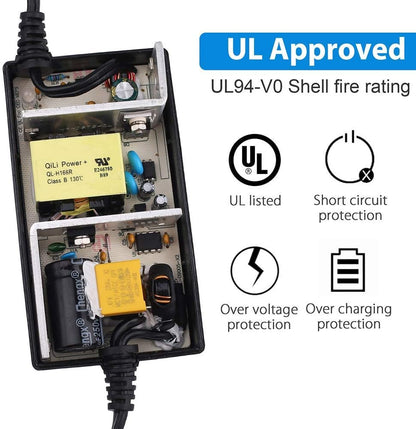LotFancy 24V 2A Scooter Battery Charger for Razor MX350 Dirt Bike, E300, E200, E100, E125, E150, PR200, E175, E500, CC2420, Pocket Mod, UL Listed, Fast Charge