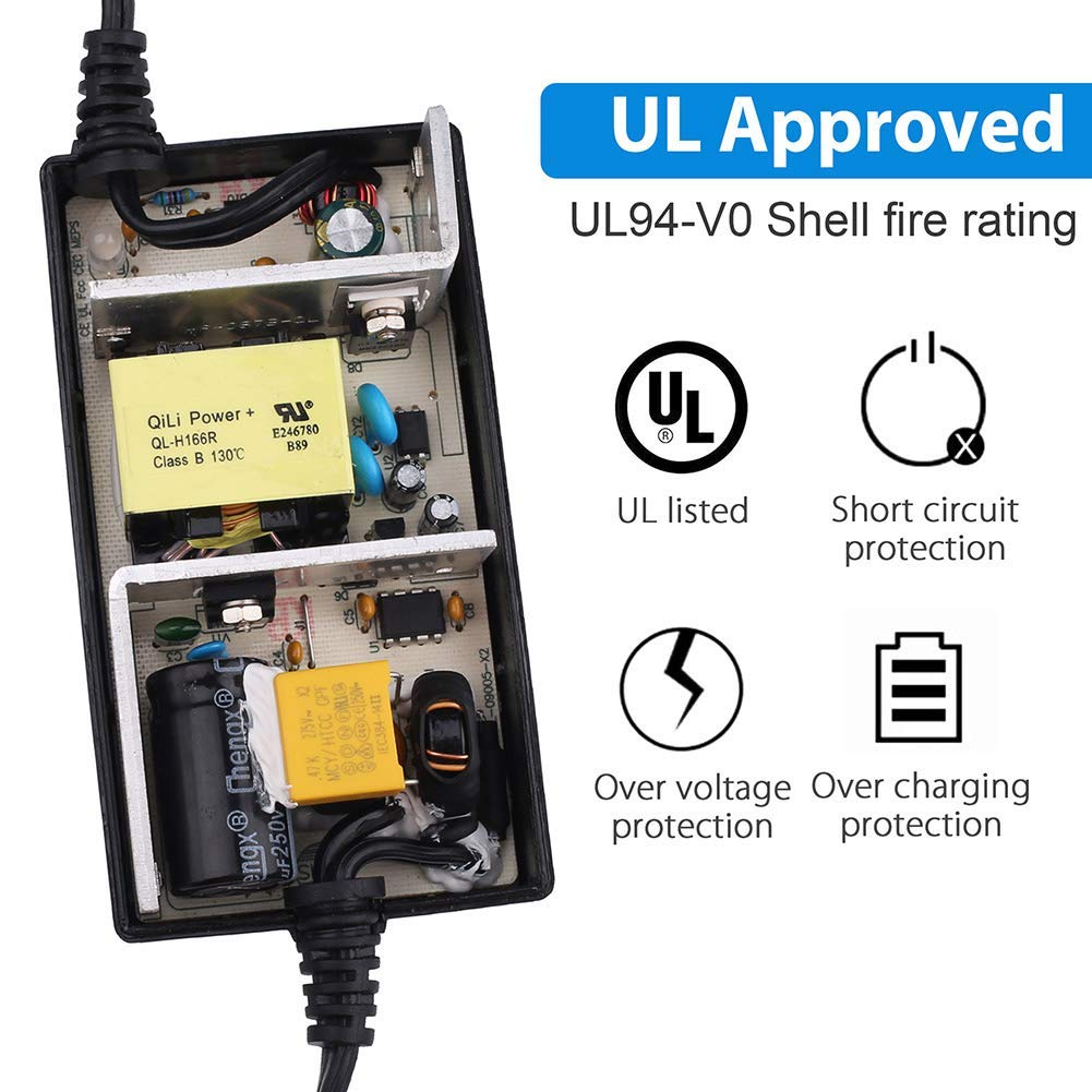 LotFancy 24V 2A Scooter Battery Charger for Razor MX350 Dirt Bike, E300, E200, E100, E125, E150, PR200, E175, E500, CC2420, Pocket Mod, UL Listed, Fast Charge