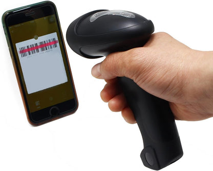 LotFancy 2.4G Wireless CCD Barcode Scanner Reader for Computer PC Mobile Phone Screen Bar Code Scan, Rechargeable & Handheld, 60-Hours Working Time, Store up to 2600 Barcodes