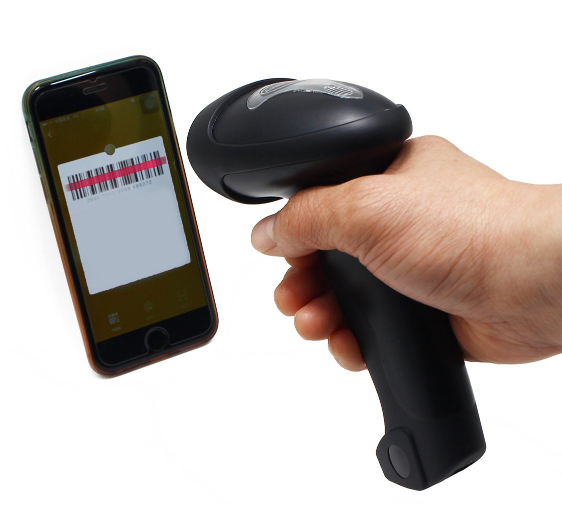 LotFancy 2.4G Wireless CCD Barcode Scanner Reader for Computer PC Mobile Phone Screen Bar Code Scan, Rechargeable & Handheld, 60-Hours Working Time, Store up to 2600 Barcodes