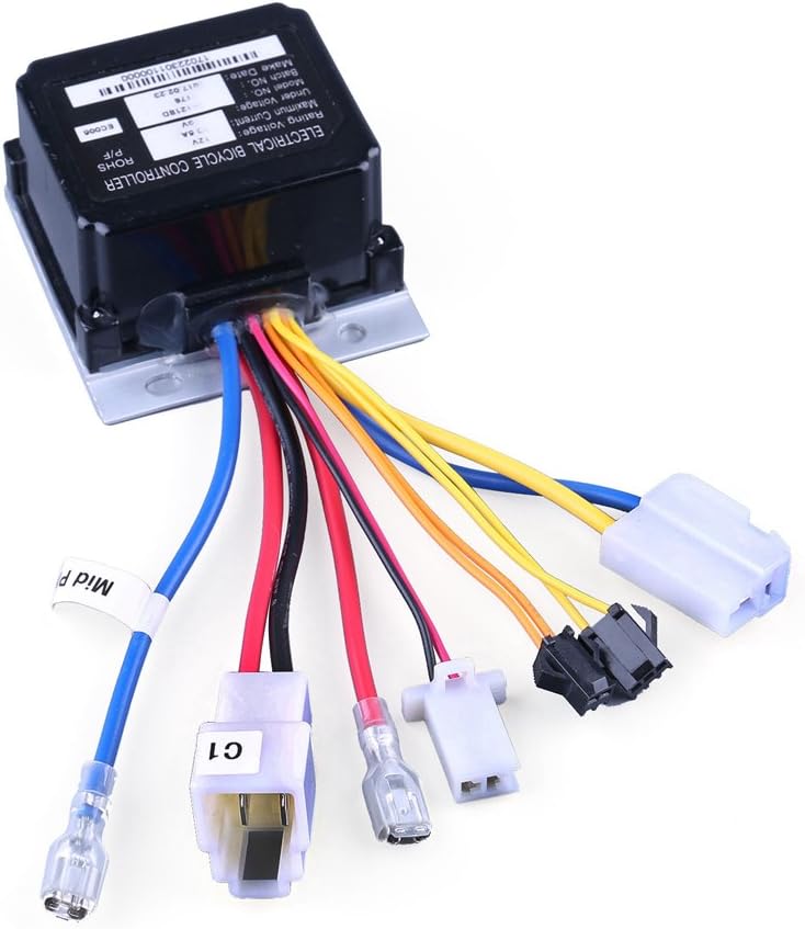 LotFancy 12V Controller for Razor Power Rider 360 Electric Tricycle, 7 Connectors, Replacement Part Number W20136401015, Model ZK1218D-Rohs