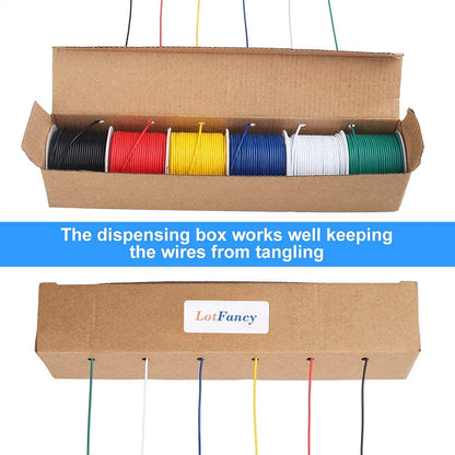 LotFancy Stranded Wire, 6 Colors (30 Feet Each) Electrical Wire, Tinned Copper Hookup Wire Kit 300V for DIY, Flexible