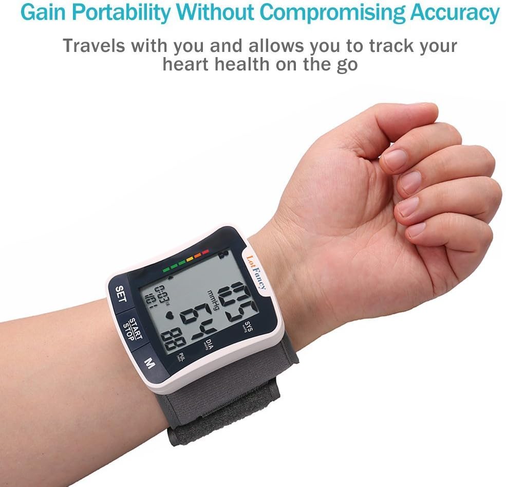 LotFancy Wrist Blood Pressure Monitor, Automatic Digital Blood Pressure Machine, BP Cuff (5.3”-8.5”), 2 Users, 120 Memory, Home BP Gauge for Irregular Heartbeat Detection