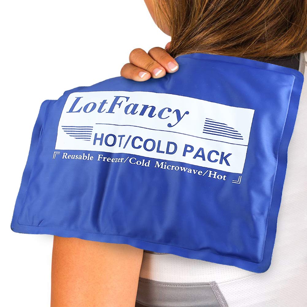 Reusable Gel Ice Pack for Hot Cold Therapy by LotFancy, Ideal for Injuries First Aid Back Shoulder Neck Head (11.5 x 9.5 Inches)