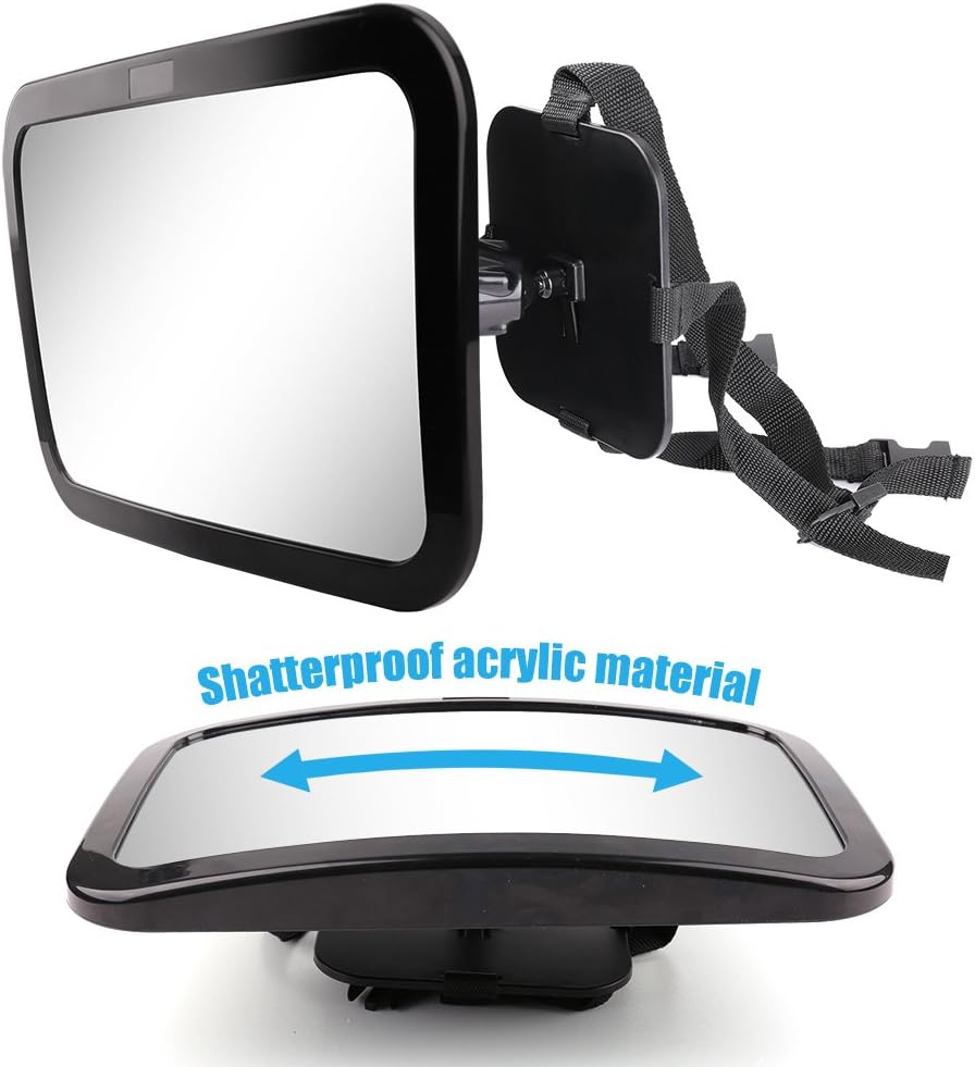 LotFancy Baby Car Mirror, Shatterproof Backseat Mirror, Crystal Clear View of Infant in Rear Facing Car Seat, 360° Adjustable View, Safe, Secure, Non-glass