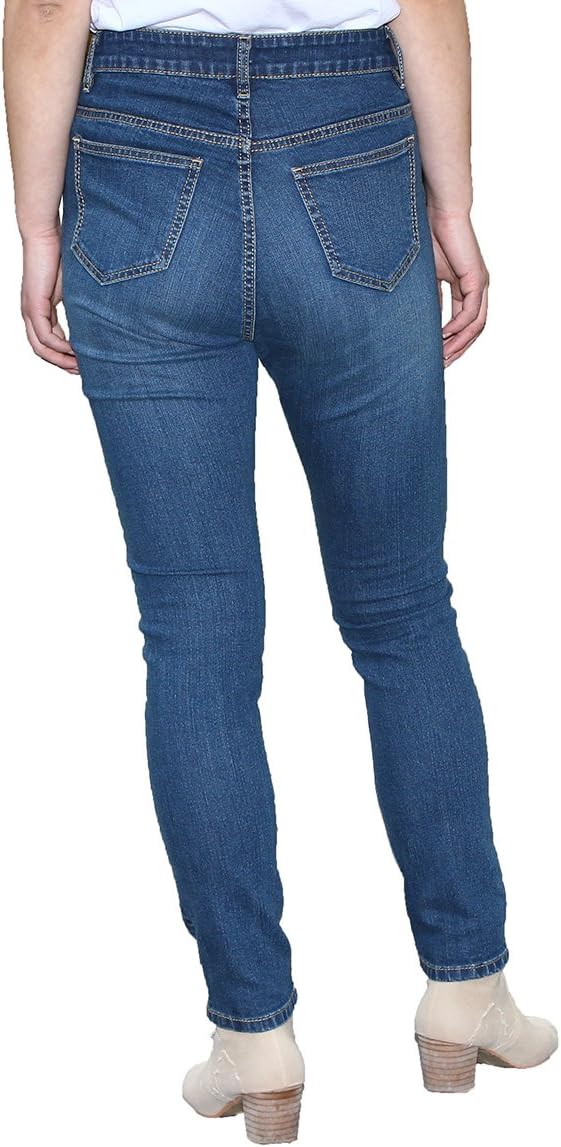 LotFancy Plus Size Straight Stretch Blue Denim Jeans for Women Ladies Girls, Midrise