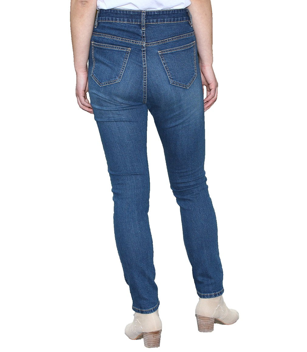 LotFancy Plus Size Straight Stretch Blue Denim Jeans for Women Ladies Girls, Midrise
