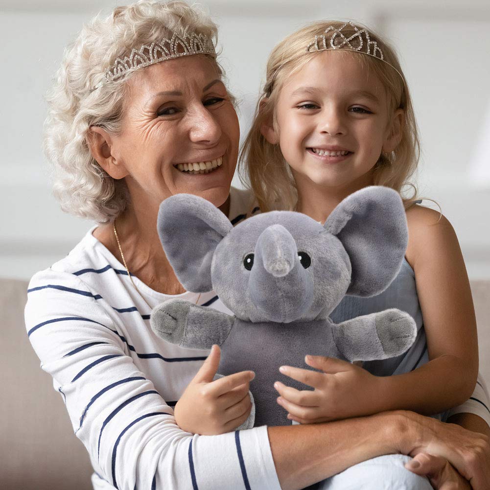 LotFancy Elephant Stuffed Animal, Elephant Plush Toys, Soft Plushies Gifts for Kids, Grey Sitting Elephant for Baby