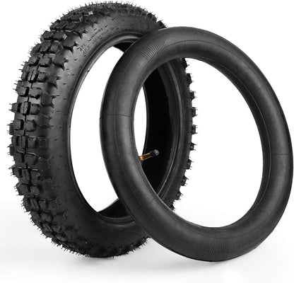 LotFancy 3.00-12 Dirt Bike Tire & Inner Tube Set, 80/100-12 Knobby Tire for Motocross, Dirt Bike, Off Road, Trail Motorcycle, Heavy Duty Front or Rear Tire Replacement with TR87 Valve Stem