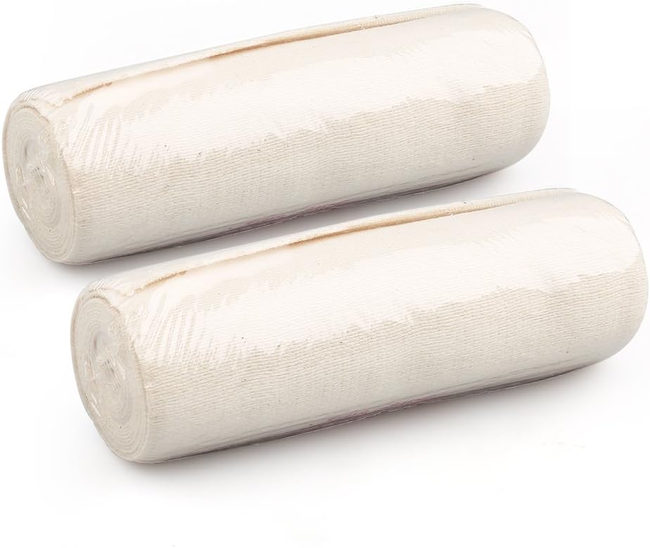 Pack of 2 White Cotton Elastic Bandage with Hook Closure on Both Ends
