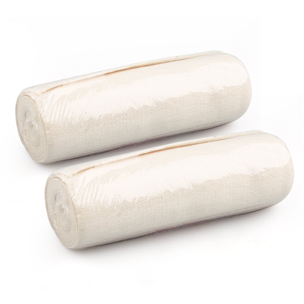 Pack of 2 White Cotton Elastic Bandage with Hook Closure on Both Ends