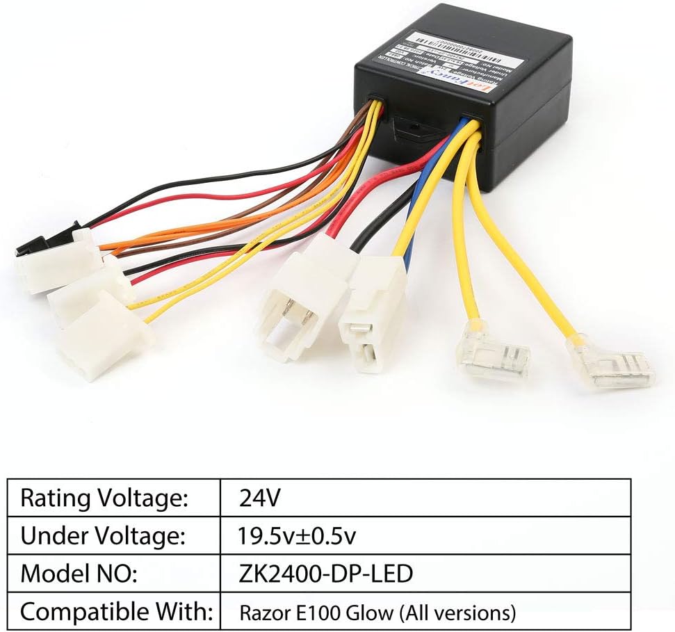 LotFancy 24V Controller for Razor E100 Glow (All Versions), 9 Connectors, Model Number: ZK2400-DP-LED