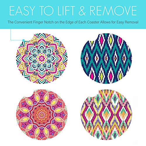 LotFancy Car Coasters Ceramic Absorbent, 2.56 inch Car Cup Holder Coasters for Women Men