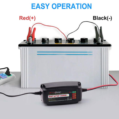 LotFancy 12V 5A Battery Charger, Automatic Smart Trickle Charger Maintainer for Car, Automotive, SUV, Motorcycle, Boat, ATV, RV, Deep Cycle, SLA Gel VRLA Wet AGM Sealed Lead Acid Battery