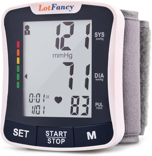 LotFancy Wrist Blood Pressure Monitor, Automatic Digital Blood Pressure Machine, BP Cuff (5.3”-8.5”), 2 Users, 120 Memory, Home BP Gauge for Irregular Heartbeat Detection