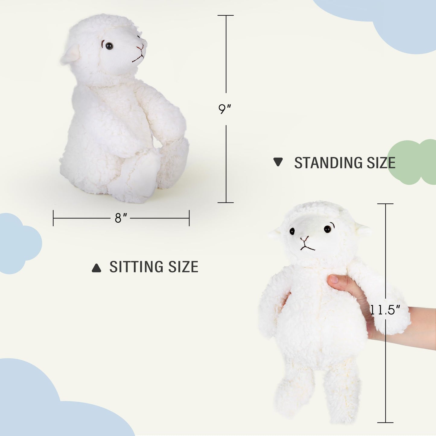 LotFancy Lamb Stuffed Animal, 12" Stuffed Lamb Plush for Baby, Cuddly Fluffy Sheep Toy, Plushies for Newborn Nursery, Easter Decoration PMT