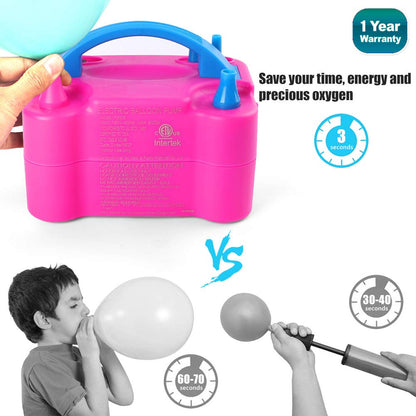 LotFancy Balloon Air Pump Electric, 110V-120V AC 600W Balloon Inflator Pump, Dual Nozzle Balloon Filler Blower for Christmas Balloon Garland Arch, Balloon Column Stand Decoration, ETL Approved