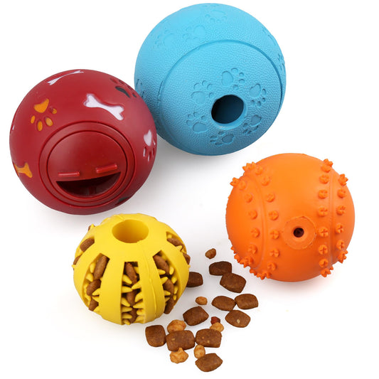 Prime Pets Dog Treat Ball, 4 Pack Interactive Food Dispensing Puppy Puzzle Toy