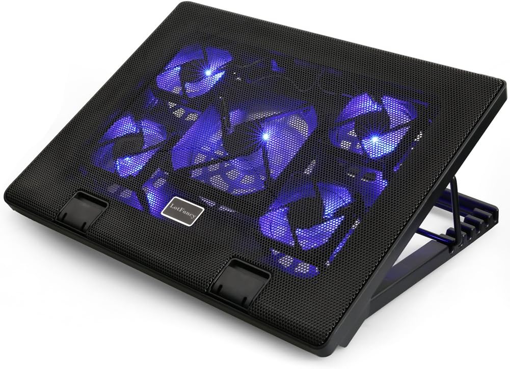 LotFancy Laptop Cooler Cooling Pad with 5 Quiet Fans for 12-17" Notebook, Dual USB Ports