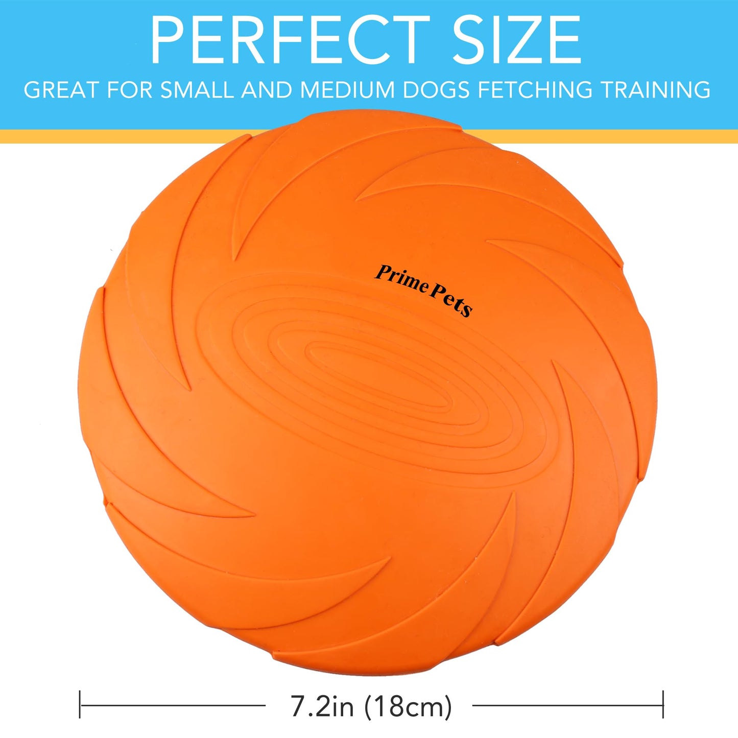 Prime Pets Dog Frisbees, 2 Pack, 7 Inch Dog Flying Disc, Durable Dog Toys, Nature Rubber Floating Flying Saucer for Water Pool Beach, Orange and Green