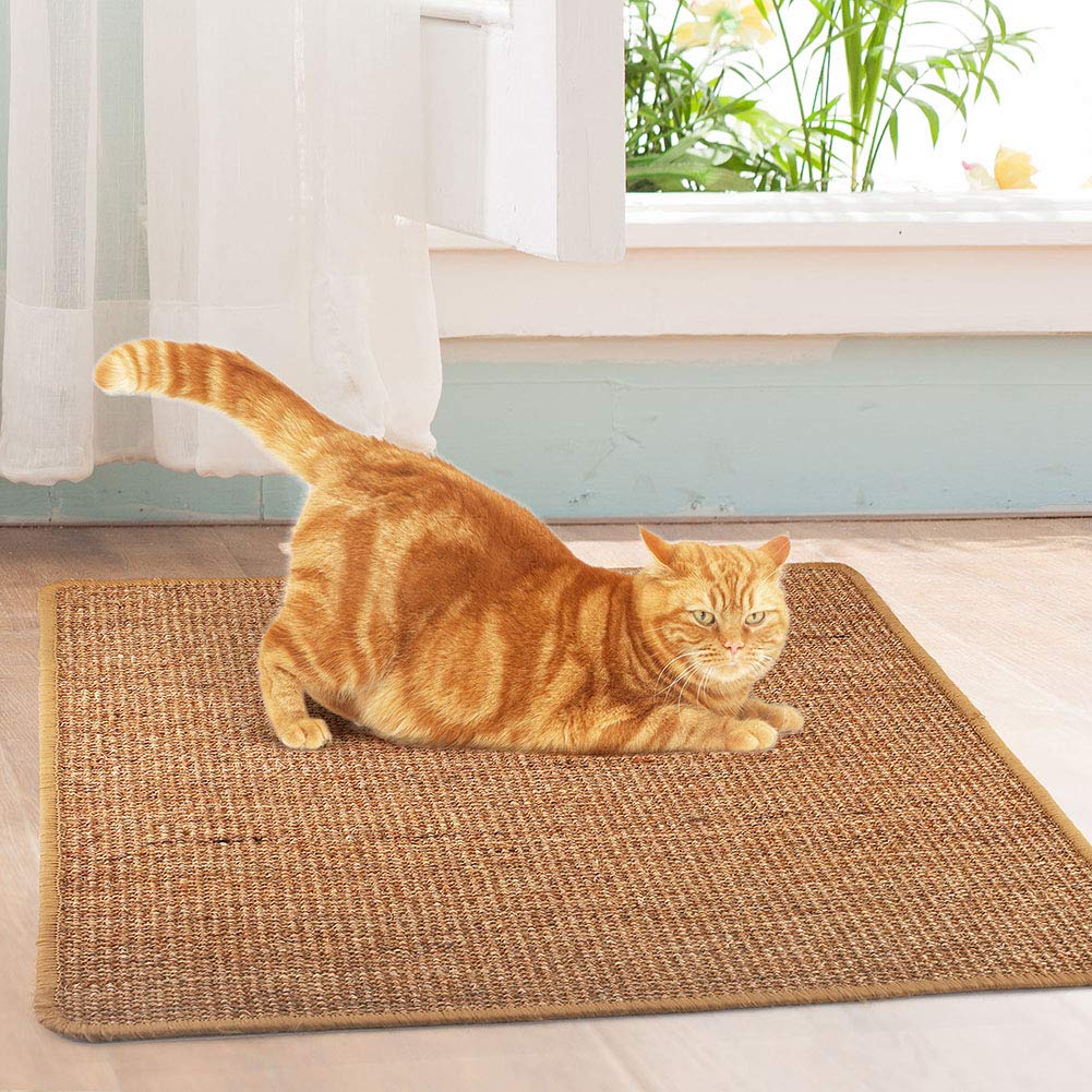 Cat Scratcher Mat, Natural Sisal Cat Scratching Carpet Pad, Floor Scratching Rug, Anti Slip Cat Scratching Mat for Cat Grinding Claws & Protecting Furniture