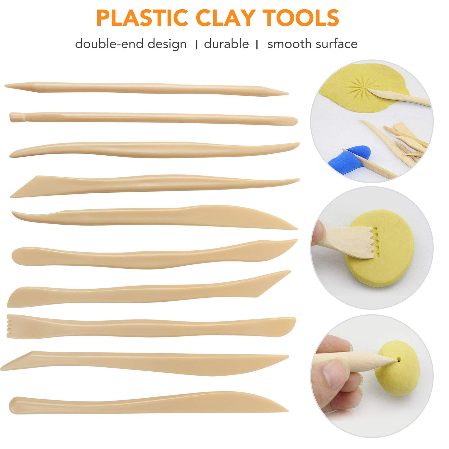 LotFancy Polymer Clay Tools, 30Pcs Modeling Clay Plastic Tools Set with Pouch, Multi-color