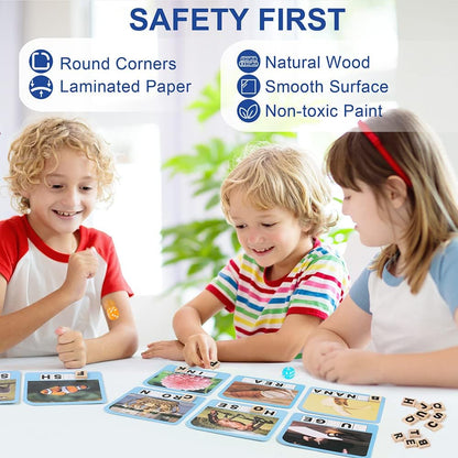 BenBen Spelling Games, CVC Word Games, Sight Words Flash Cards, Preschool Kindergarten Learning Activities, Montessori Educational Toys Gifts for Kids PMT