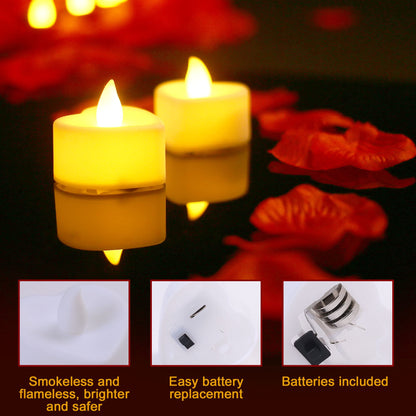 Romantic Candlelight Kit for Lovers, 2000 Rose Petals, 24/48 Warm White Heart LED Candles,5 Aluminium Foil Balloons, 10 Latex Balloons etc.