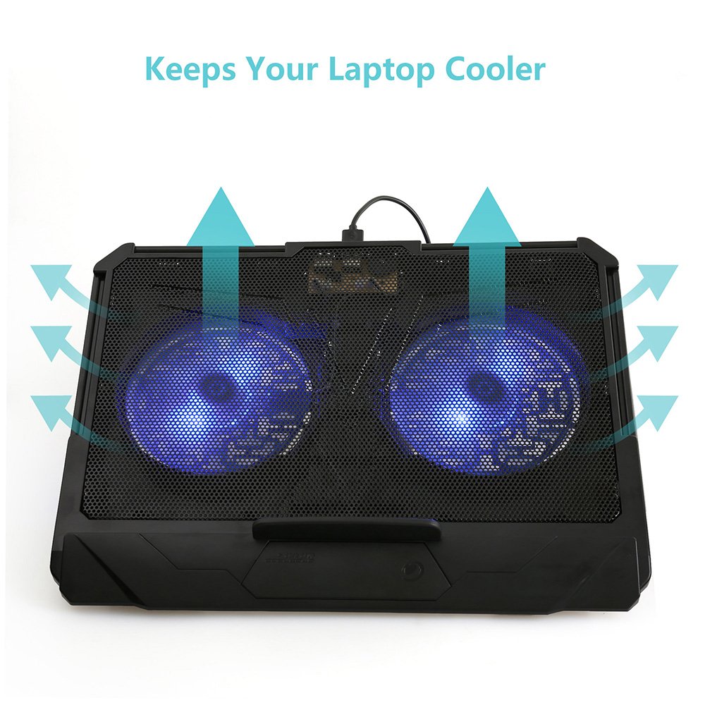 Laptop Cooler Cooling Pad for 10"-15" Notebook - Adjustable Chill Mat Stand with 2 LED Fans by LotFancy