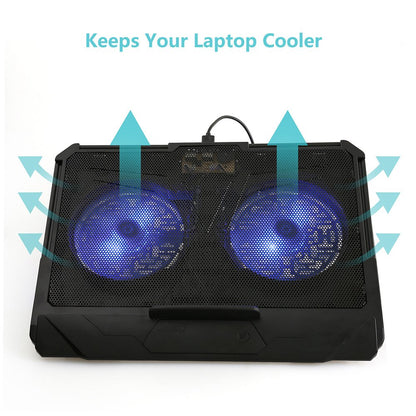 Laptop Cooler Cooling Pad for 10"-15" Notebook - Adjustable Chill Mat Stand with 2 LED Fans by LotFancy