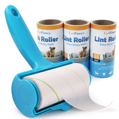 LotFancy Lint Rollers for Pet Hair Extra Sticky, 240 Sheets, 3 Roller, Pet Hair Remover for Dog Cat