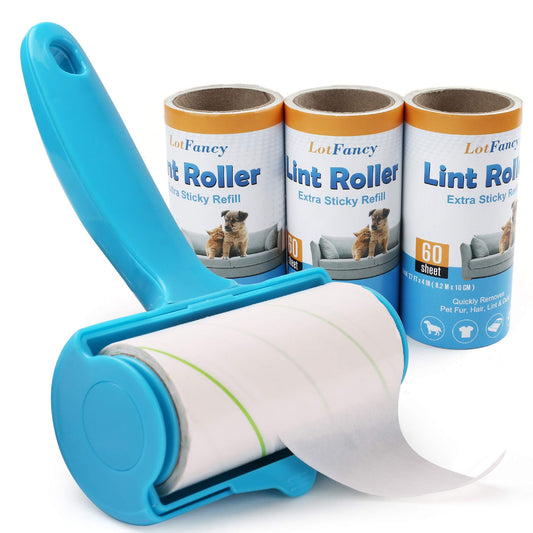 LotFancy Lint Rollers for Pet Hair Extra Sticky, 240 Sheets, 3 Roller, Pet Hair Remover for Dog Cat
