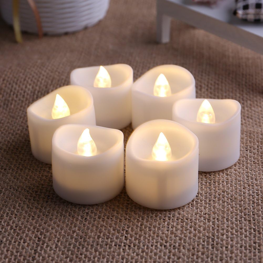 LotFancy Flameless Flickering Candles - Battery Operated Bright LED Tealight Candles Set - Electric Realistic Votive Candles, Warm White, Unscented, Pack of 12