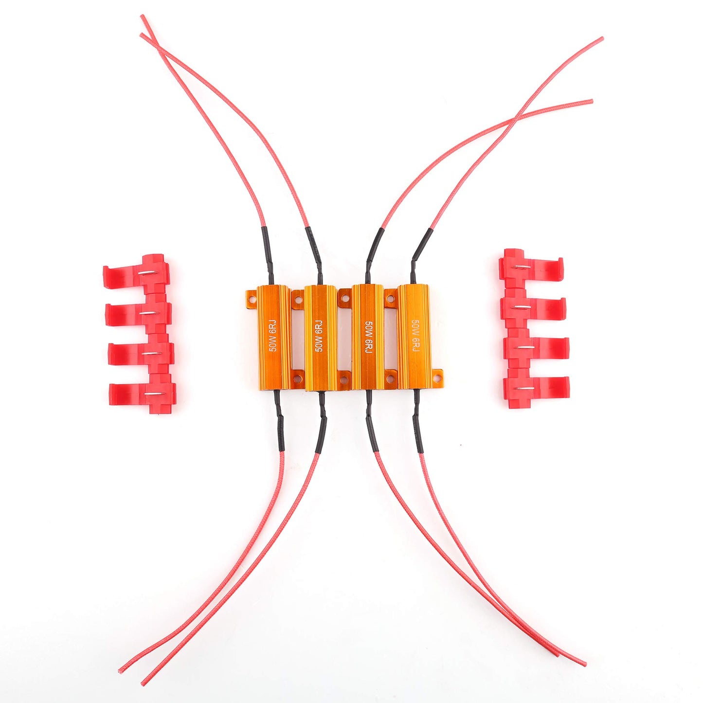LotFancy Load Resistors 50W 6ohm, 4 Pack, Fix LED Bulb Fast Hyper Flash, Turn Signal Blink Error Code, LED License Plate Lights