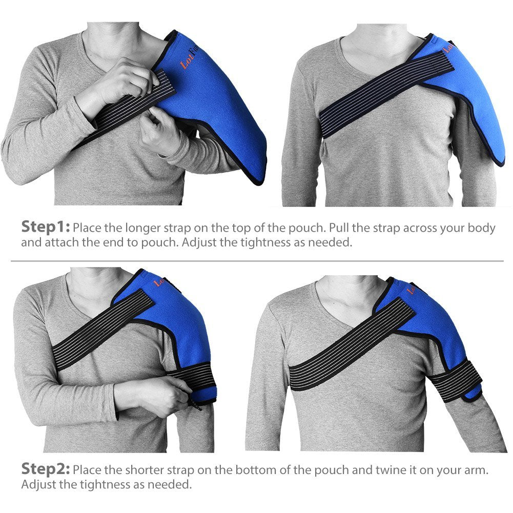 LotFancy Shoulder Ice Pack Rotator Cuff Cold Therapy, Reusable Gel Hot Cold Compression Wrap Brace for Sport Injuries, Inflammation, Tendonitis, Pain Relief, Recovery After Surgery