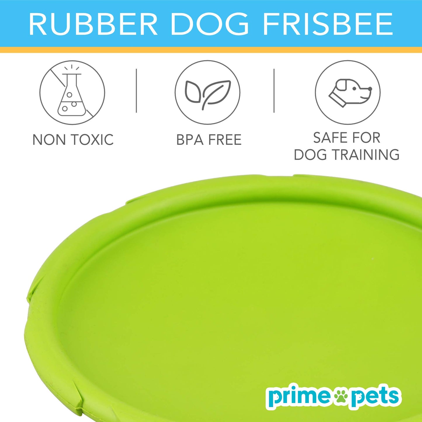 Prime Pets Dog Frisbees, 2 Pack, 7 Inch Dog Flying Disc, Durable Dog Toys, Nature Rubber Floating Flying Saucer for Water Pool Beach, Orange and Green