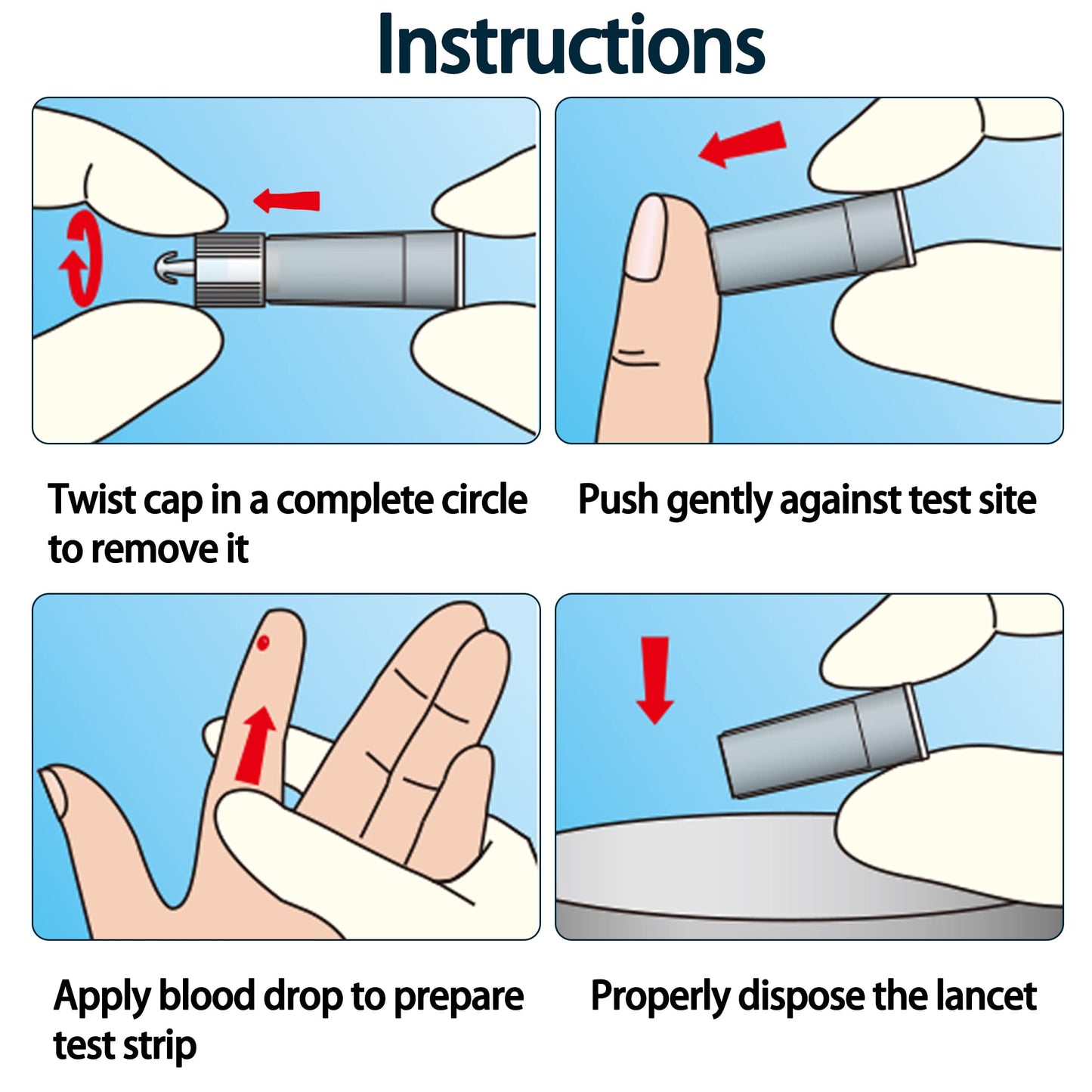 LotFancy Safety Lancets for Diabetes Testing, 30 Gauge, 100 Counts, 1.8mm Depth, All in One Sterile Lancets for Blood Glucose Testing, Disposable, Lancing Device Not Required