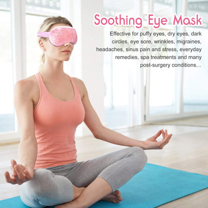 Ice Mask, Gel Eye Face Mask, Hot Cold Therapy for Migraines, Headache, Stress, Sinus Pain, Puffy Eyes, Dark Circles, Skin Care, Soft Fabric, Reusable, Pink