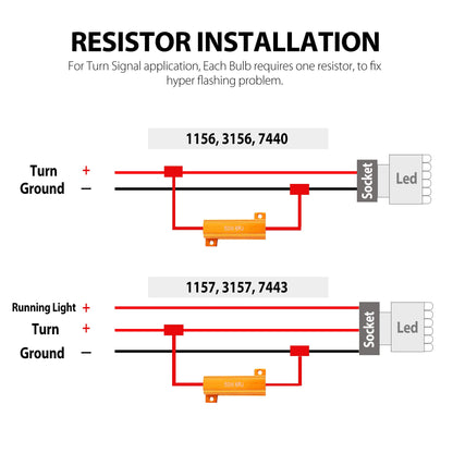 LotFancy Load Resistors 50W 6ohm, 4 Pack, Fix LED Bulb Fast Hyper Flash, Turn Signal Blink Error Code, LED License Plate Lights