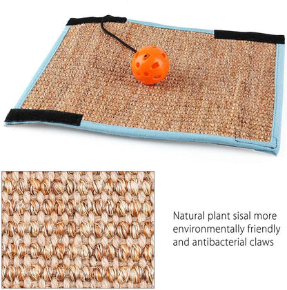 Cat Scratching Mat, Natural Sisal Cat Scratcher Mat with Interactive Ball Toy for Cat Grinding Claws, Kitty Play Scratcher Pad for Protecting Furniture Sofa Couch