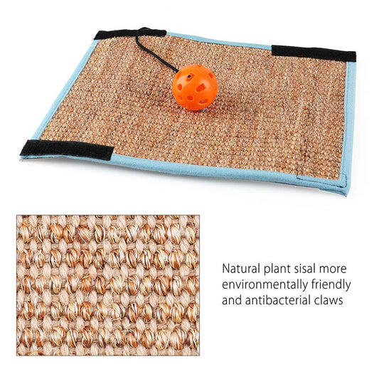 Cat Scratching Mat, Natural Sisal Cat Scratcher Mat with Interactive Ball Toy for Cat Grinding Claws, Kitty Play Scratcher Pad for Protecting Furniture Sofa Couch