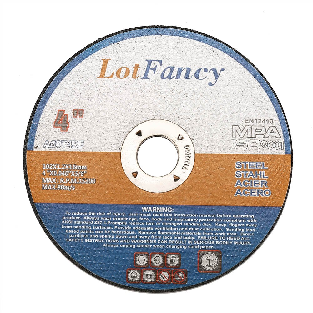 Cutting Wheels 4-Inch by 0.045-Inch Cut Off Wheels by LotFancy - Metal and Stainless Steel Cutting Disc, 5/8” Arbor, Pack of 5