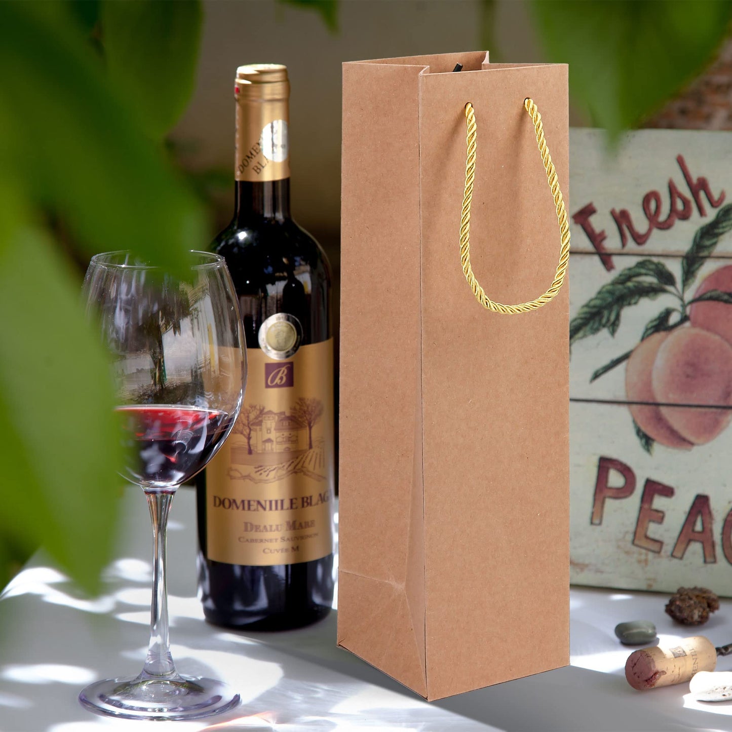 LotFancy Kraft Wine Bags 12 Pack, 4"x4"x14" Brown Wine Gift Bags with Handles, Perfect for Christmas, Wedding, Birthday Party, Housewarming