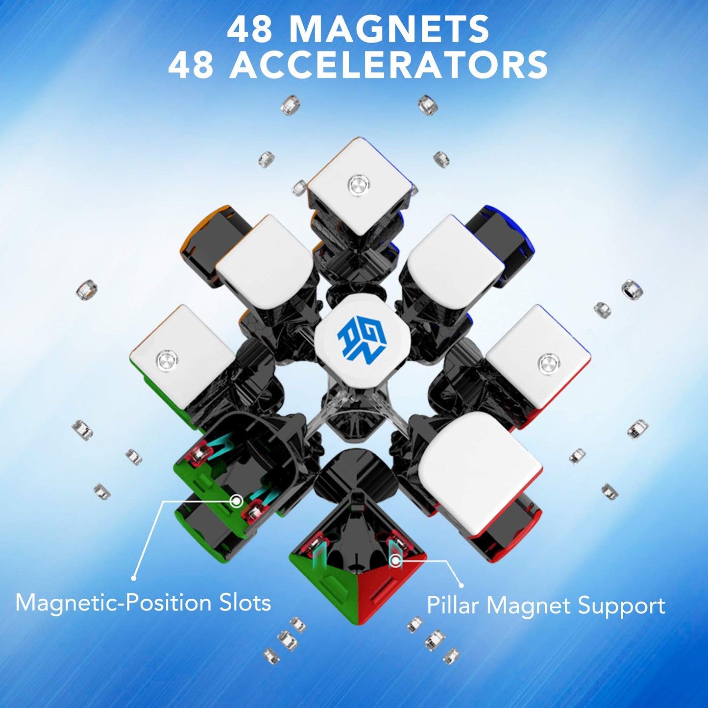 GAN 356 Air M 3x3 Speed Cube, 3x3x3 Stickerless Speed Cube, Magnetic Gans 356 Air M Magic Cube, Puzzle Cube Toy for Kids Children Adults (ver. 2020)